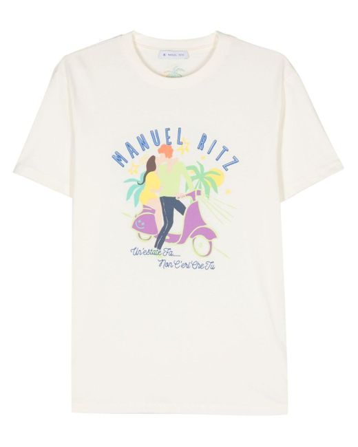 Manuel Ritz White Logo-print Cotton T-shirt for men