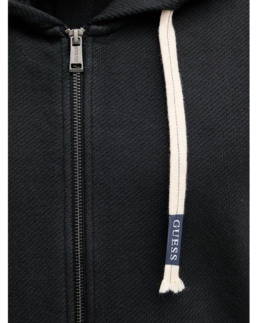 Guess Black Impact Zip-Up Drawstring Hoodie for men