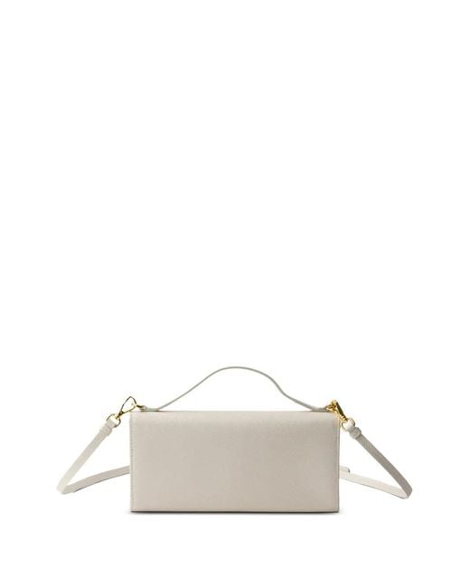 Prada Natural Saffiano Leather Wallet With Shoulder Strap