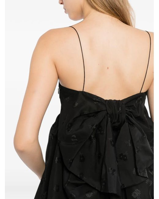 CECILIE BAHNSEN Black Floral-Embroidered Empire-Line Top