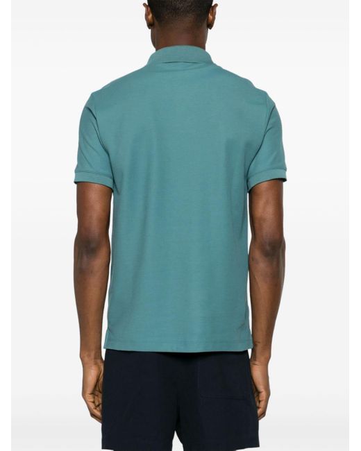 Emporio Armani Green Piqué-weave Cotton Polo Shirt for men