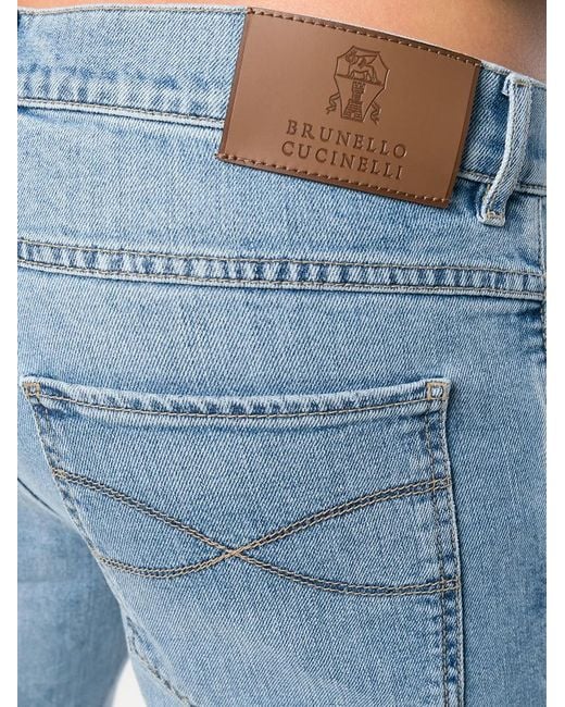 Brunello Cucinelli Blue Skinny Low Rise Jeans for men