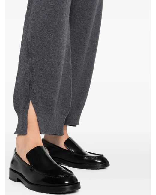 Barrie Blue Iconic Ribbed-waistband Cashmere Trousers