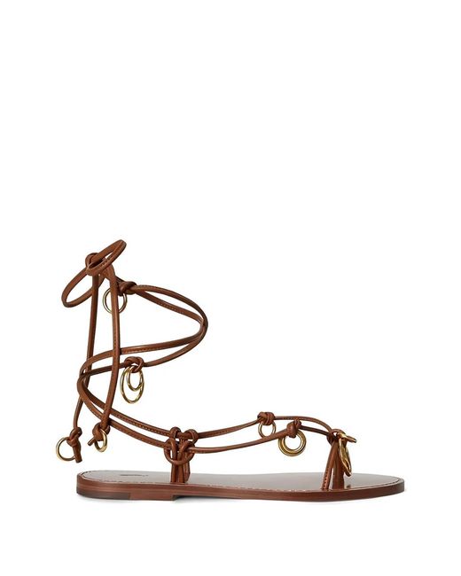 Polo Ralph Lauren White Ring-Embellished Knot-Detail Sandals