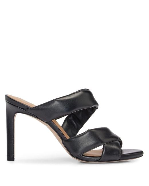 Boss Black Crossover-strap Leather Mules