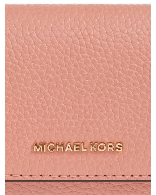 MICHAEL Michael Kors Pink Logo-Plaque Pebbled-Leather Wallet