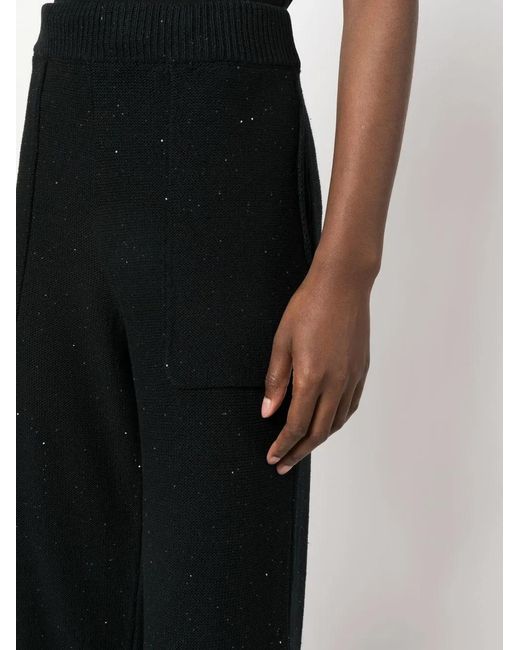 Fabiana Filippi Black Wide-Leg Sequin-Embellished Trousers