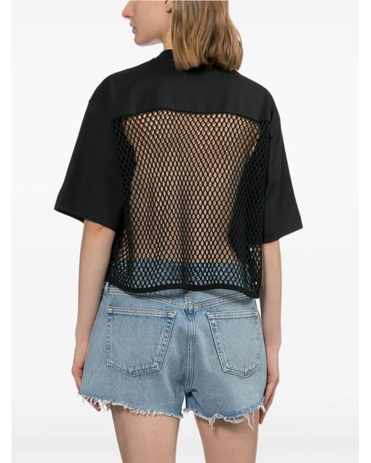 Toga Black Panelled Cropped T-Shirt