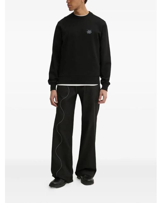 Filling Pieces Black Embroidered Logo Sweatshirt