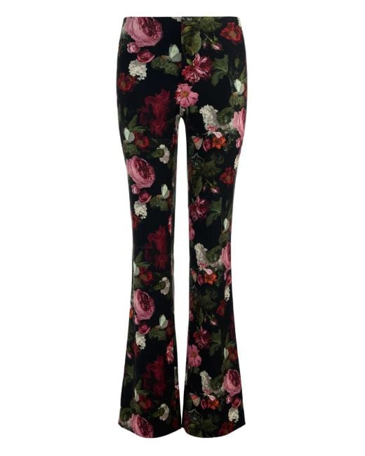 Pantaloni Svasati Teeny A Fiori di Alice + Olivia in Black