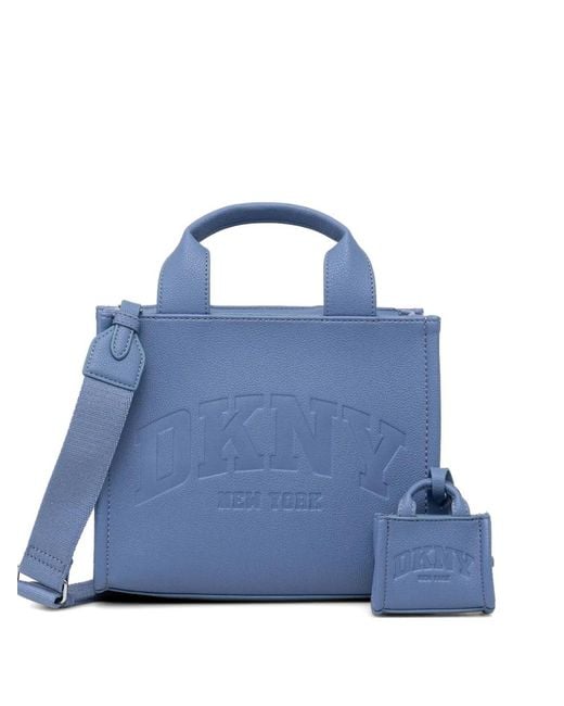 DKNY Blue Logo-Embossed Charm Tote Bag