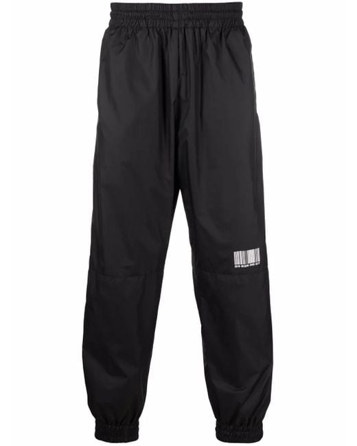 VTMNTS Black Barcode-Print Track Pants for men