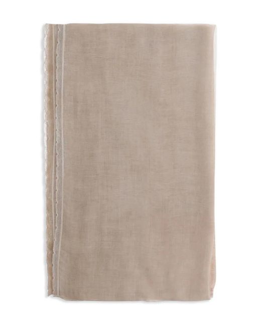 Faliero Sarti Brown Lace-Detail Scarf
