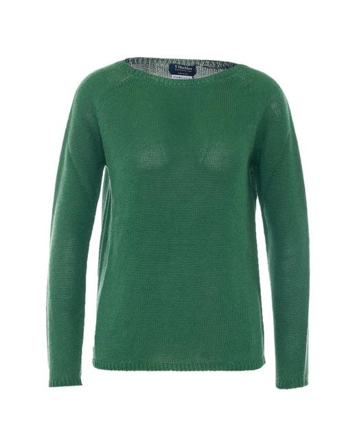 Max Mara Green Boat-Neck Sweater