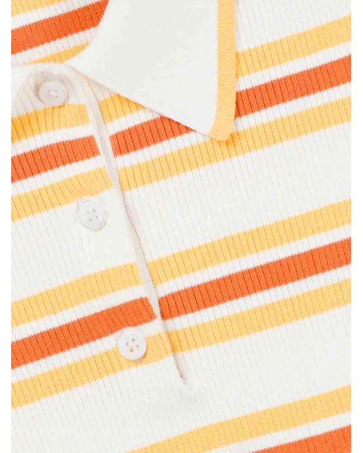 Jonathan Simkhai Natural Luka Striped Ribbed-Knit Polo Top