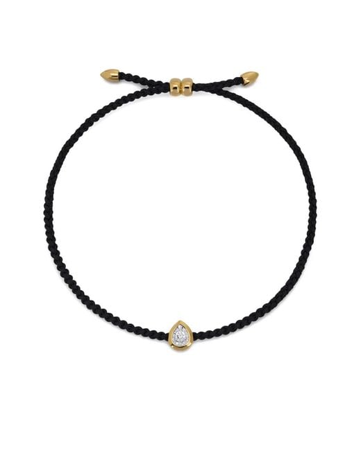 Monica Vinader White 18K-Vermeil Pear-Diamond Cord Bracelet