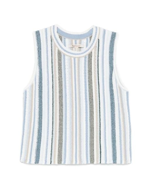 Barbour Blue Josie Knitted Stripe-Pattern Top