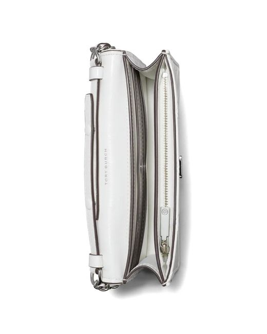 Tory Burch White Fleming Charm Chain Crossbody