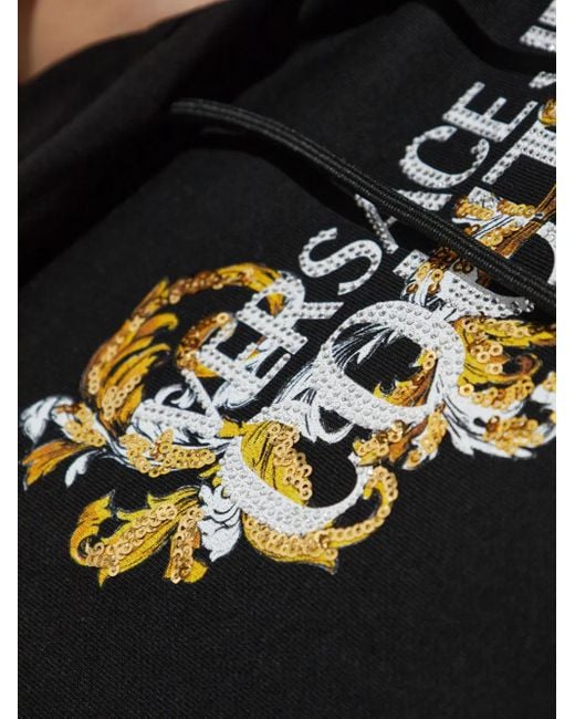 Versace Jeans Couture Black Logo-Appliqué Hoodie