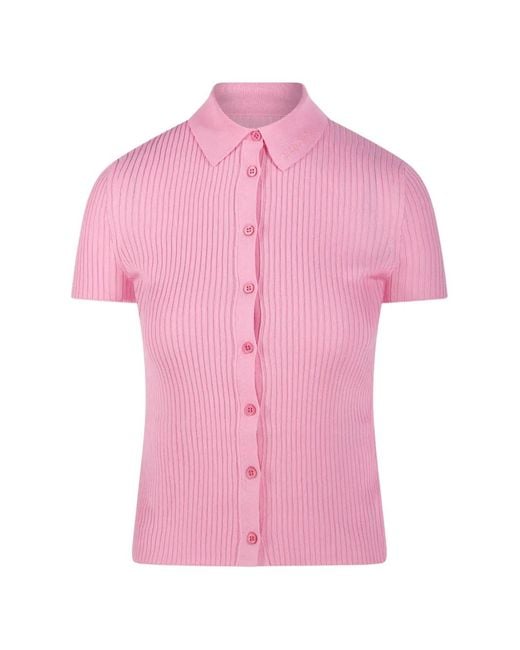 Balenciaga Pink Buttoned Ribbed Top