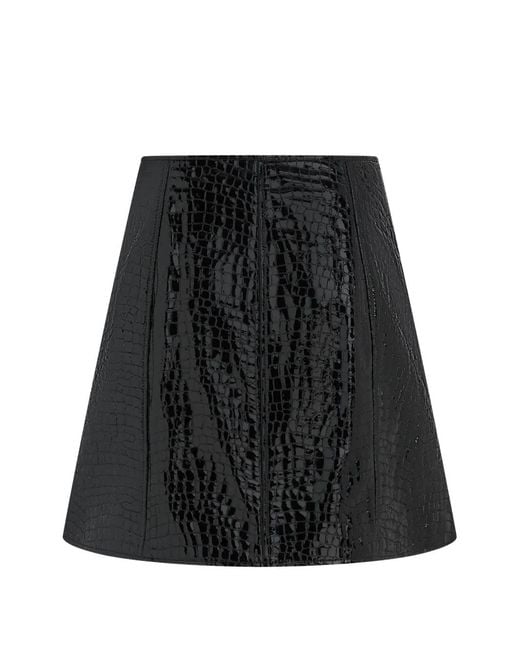 Karl Lagerfeld Black Studio Croc Leather Skirt