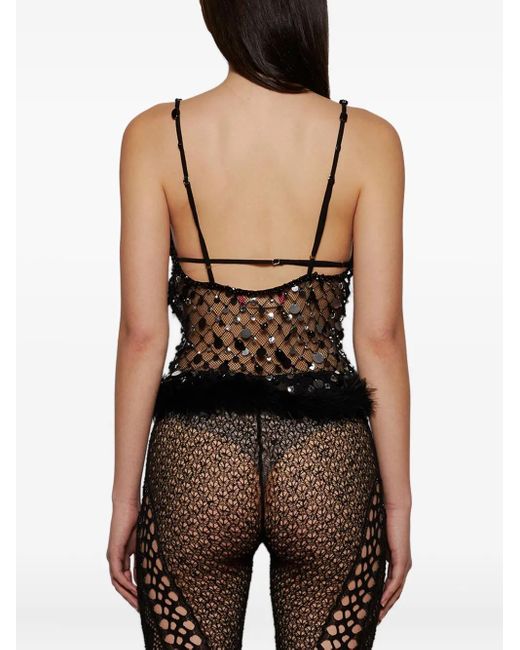 Roberta Einer Black Sequin-Embellished Top