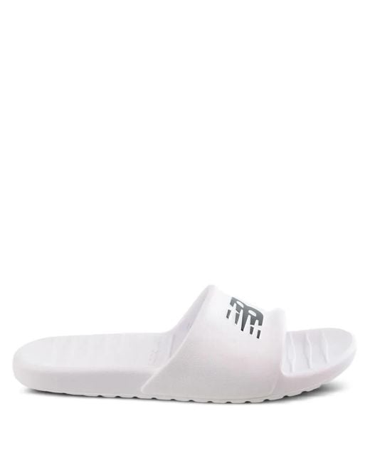 New Balance White 4E Logo-Embossed Slides for men