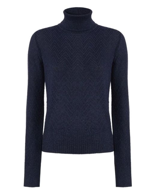 Missoni Blue Chevron-Pattern Turtleneck Sweater