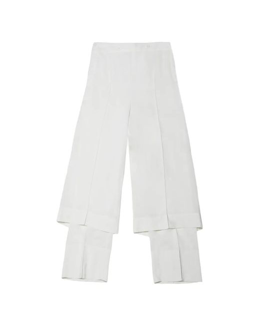 Issey Miyake White Two As One Layered Pressed-Crease Trousers