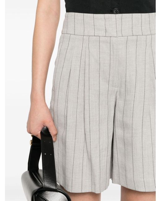 Peserico White Pleated Striped Shorts