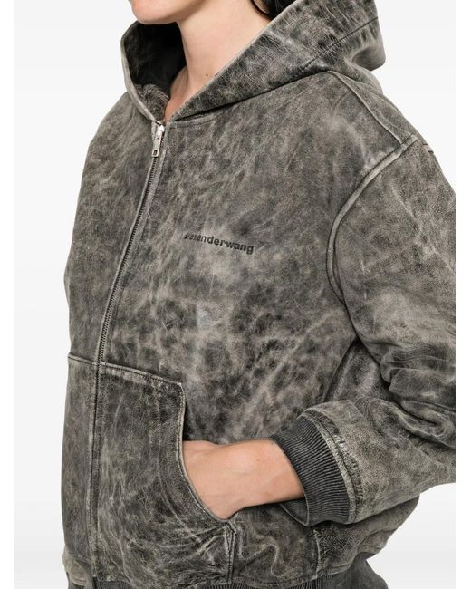 Alexander Wang Gray Hooded Zip-Up Jacket