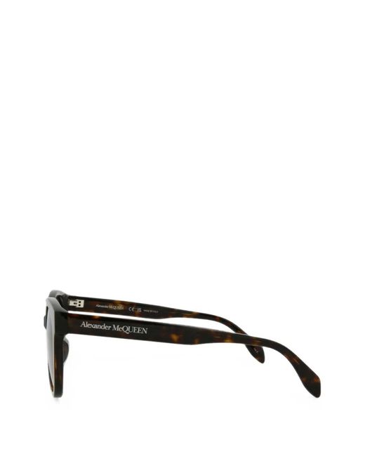 McQueen Brown Tortoiseshell-Effect Round-Frame Sunglasses