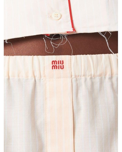 Bóxer de pijama a rayas Miu Miu de color Natural