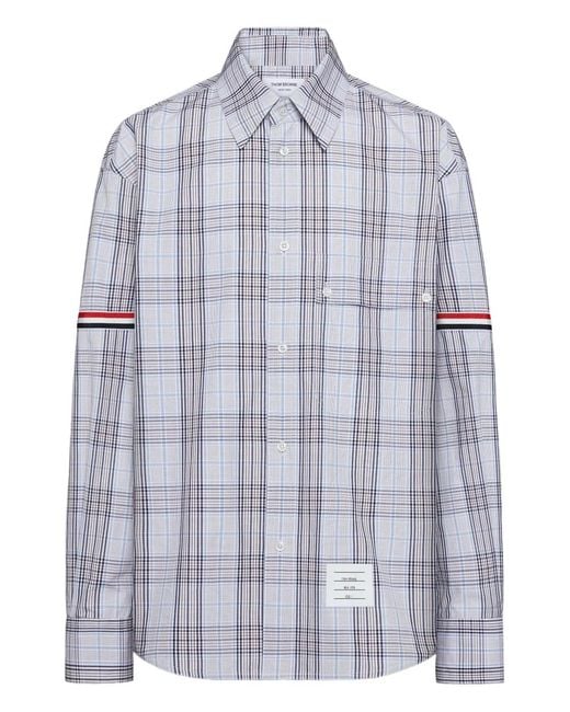 Thom Browne Blue Plaid-Patterned Shirt for men