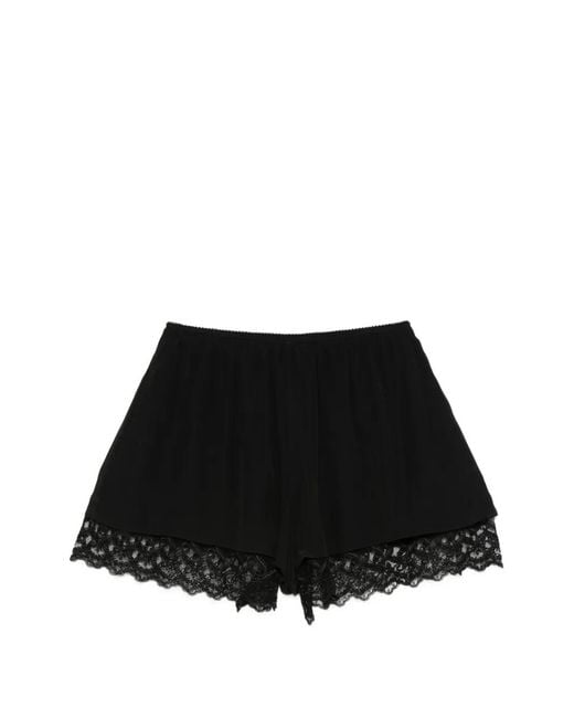 Simone Rocha Black Lace-Trim Mini Shorts