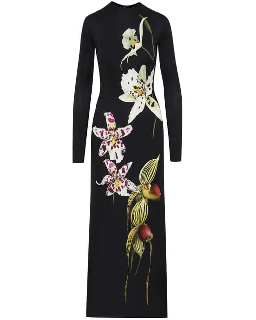 Oscar de la Renta Black Orchid Jersey Maxi Dress