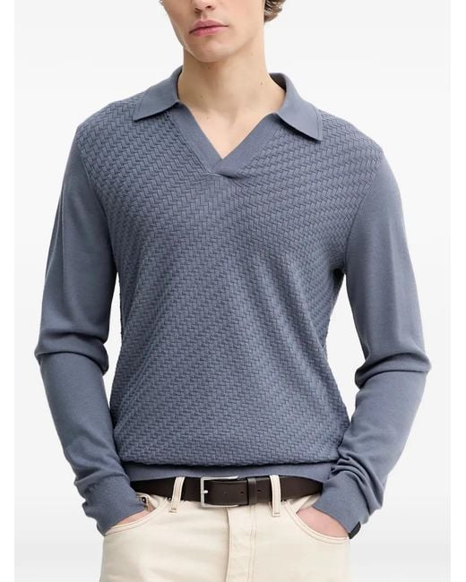 Rag & Bone Blue Textured Polo Sweater for men