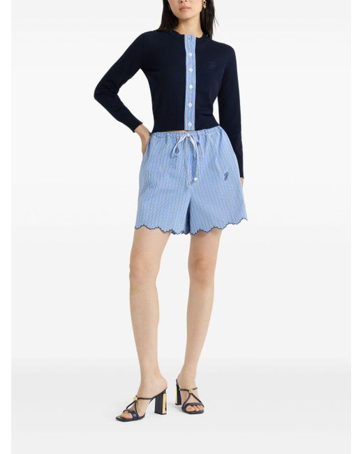 Patou Blue Logo-Embroidered Knit Top