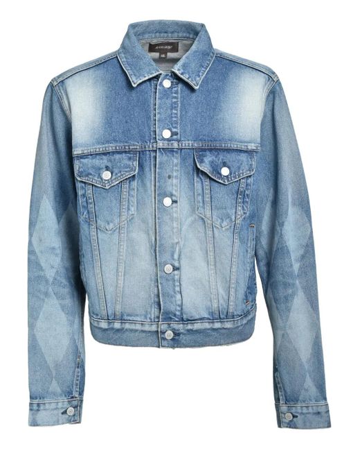 MASU Blue Diamond-Pattern Denim Jacket for men