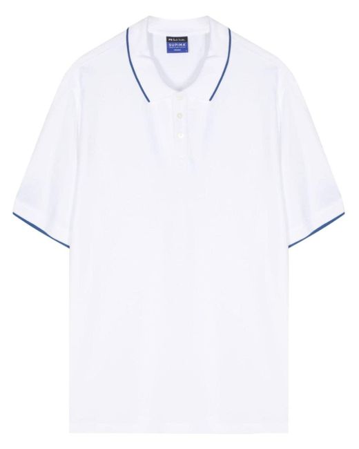 PS by Paul Smith White Contrast-tipping Supima Cotton Polo Shirt for men