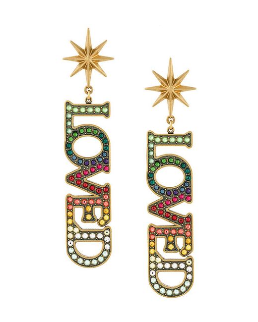 Gucci Metallic Loved Pendant Earrings With Crystals