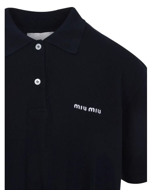 Miu Miu Black Embroidered-Logo Dress