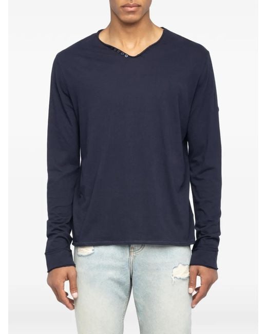 Zadig & Voltaire Blue Monastir Henley T-Shirt for men