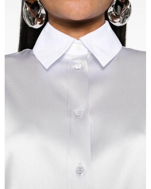 Loewe White Classic Collar Satin Shirt