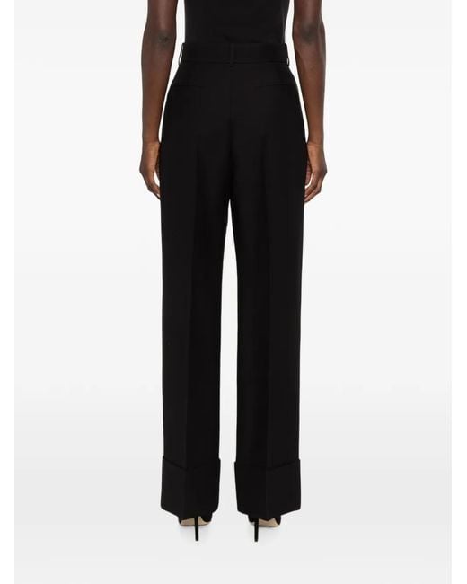 Valentino Garavani Black Turned-Up-Cuff Tailored Trousers