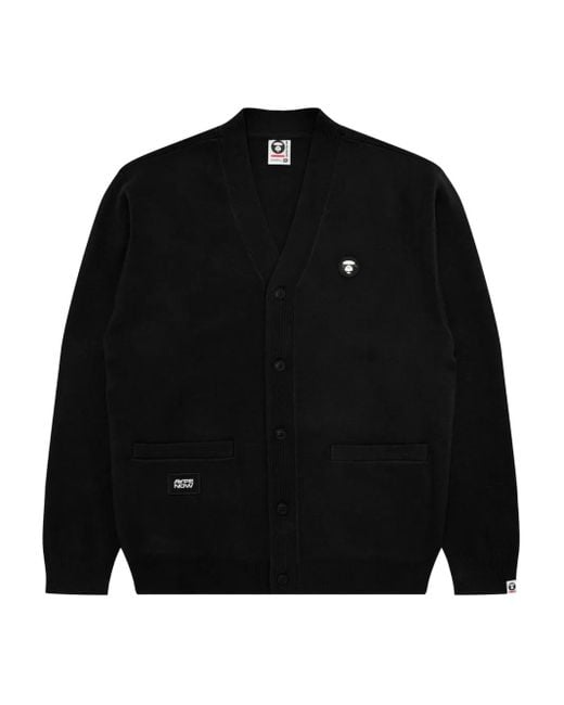 Aape By A Bathing Ape Black Ape Head Patch-Pocket Cardigan for men