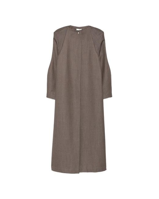 Ruohan Brown Perim Peak-Lapels Open-Front Coat