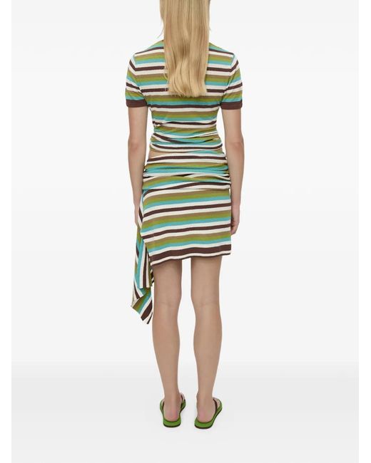 Christopher Esber Green Stripe-Knit Draped Mini Skirt