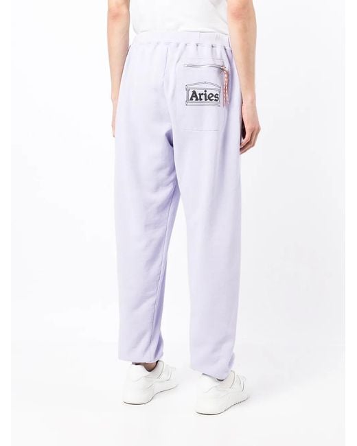 Aries White Temple Logo-Print Track Pants for men