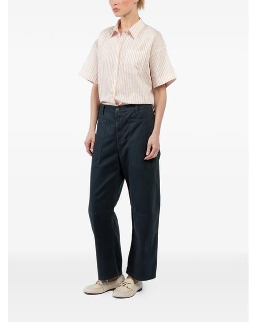 Velvet Blue Patch-Pocket Trousers